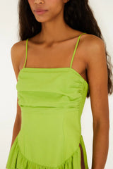 Green Birds Smocked Maxi Dress