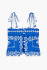 Blue Tropical Cross Stitch Sleeveless Top